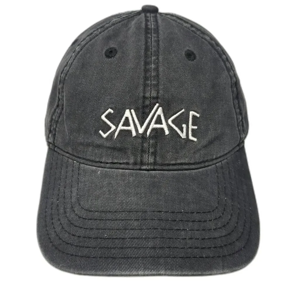 Spencer's Gifts Baseball Cap Black One Size Savage Embroidered Cotton Hat Slide